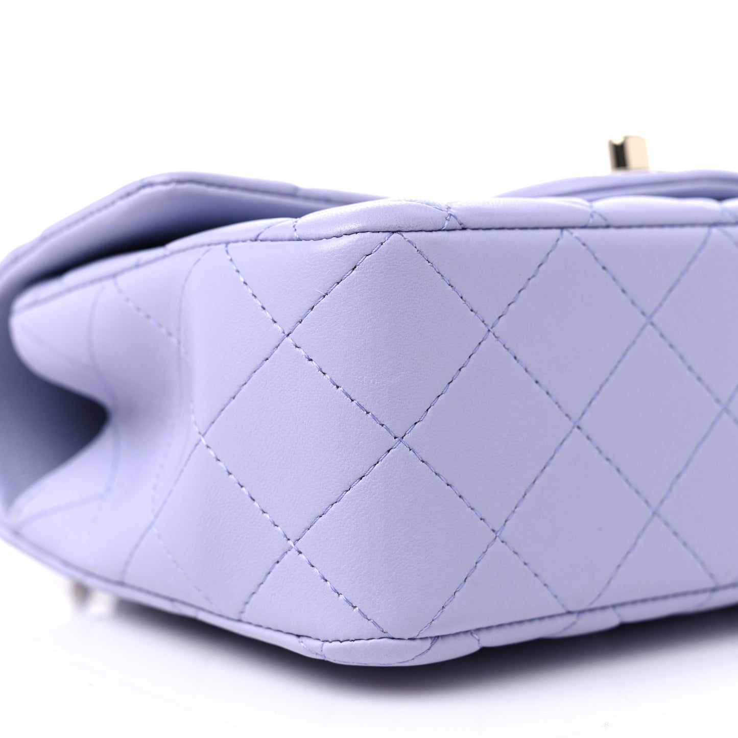 Lambskin Quilted Mini Top Handle Rectangular Flap Light Purple