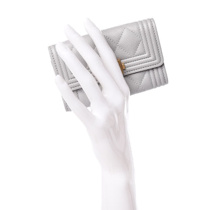 Chanel Caviar Quilted Boy Flap Card Holder Grey 2 of 9