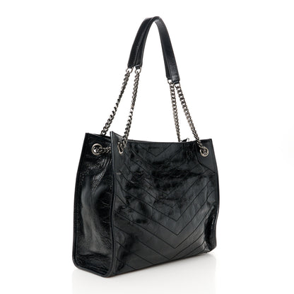 Saint Laurent Crinkled Calfskin Matelasse Monogram Medium Niki Shopper Tote Black 3 of 10
