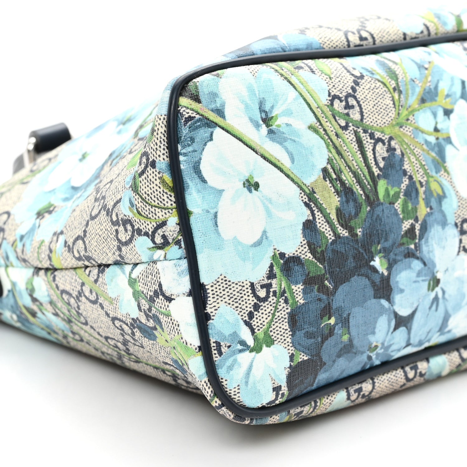 Gucci GG Supreme Monogram Blooms Small Zippered Tote Blue 9 of 11