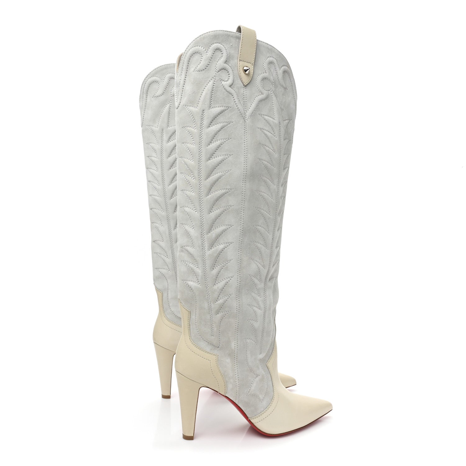 Christian Louboutin Calfskin Santia Botta 85 Tall Boots 39 White Albatre 4 of 9