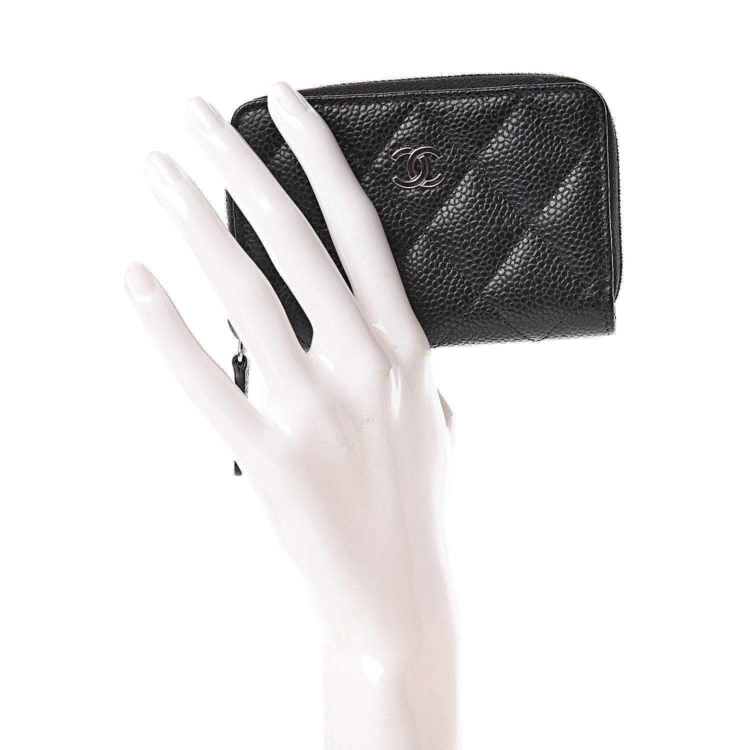 Chanel Caviar Quilted Zip Coin Purse Black 2 of 8