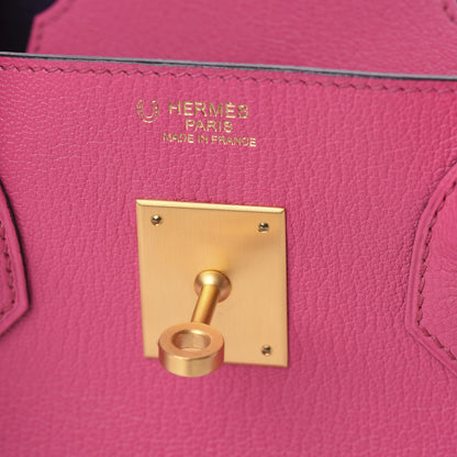 Hermes Chevre Mysore Horseshoe Birkin 30 Rose Tyrien Ultraviolet 17 of 35