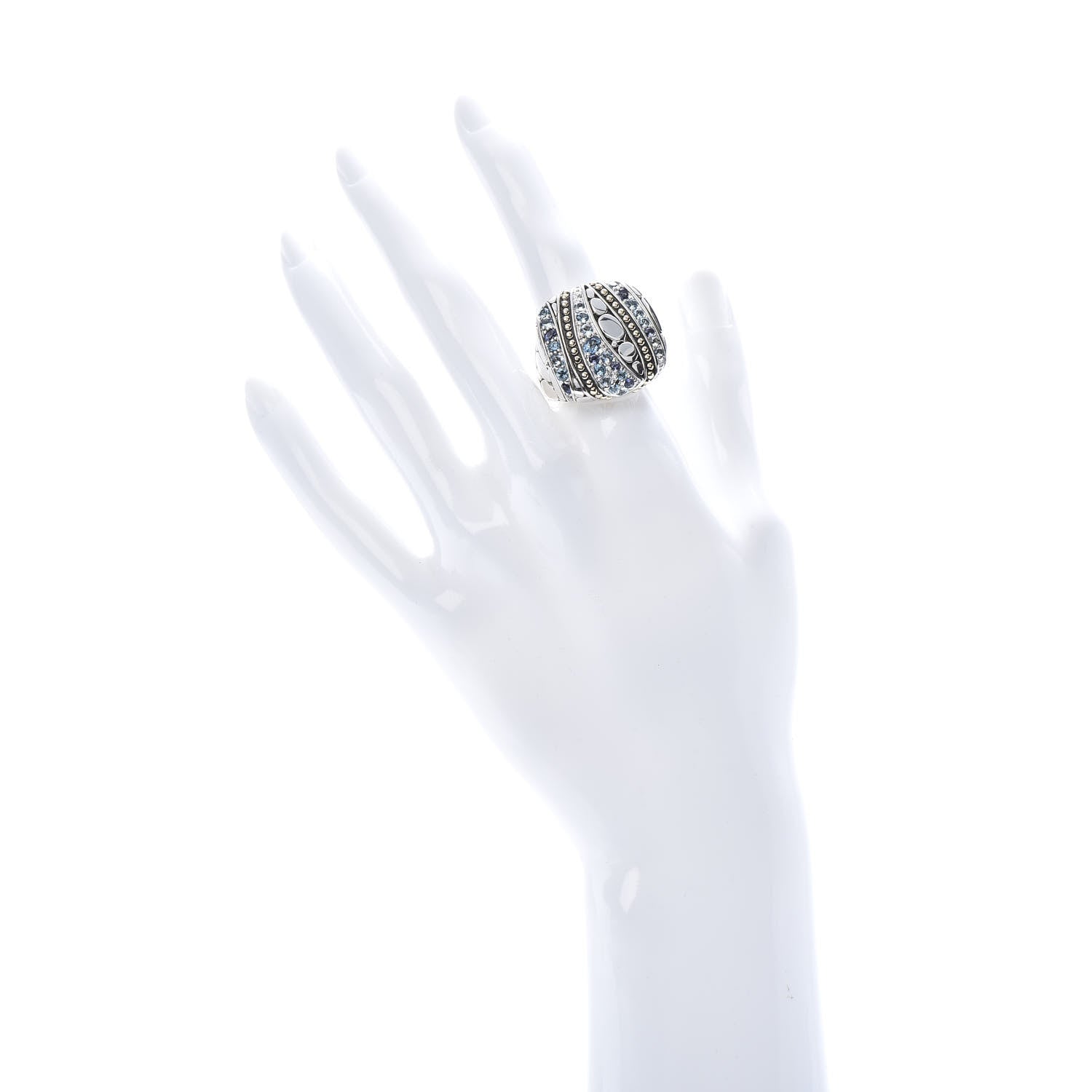 John Hardy Sterling Silver 18K Yellow Gold Blue Topaz Iolite Aquamarine Kali Lavafire Ring 54 7 2 of 7