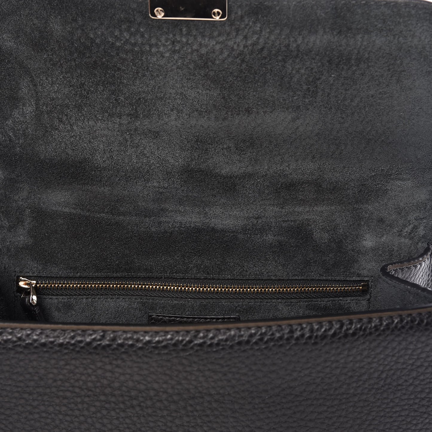 Pebbled Calfskin Medium Glam Lock Rockstud Flap Black