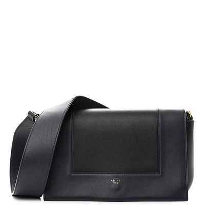 Celine Shiny Smooth Calfskin Medium Frame Shoulder Bag Black Navy 1 of 15