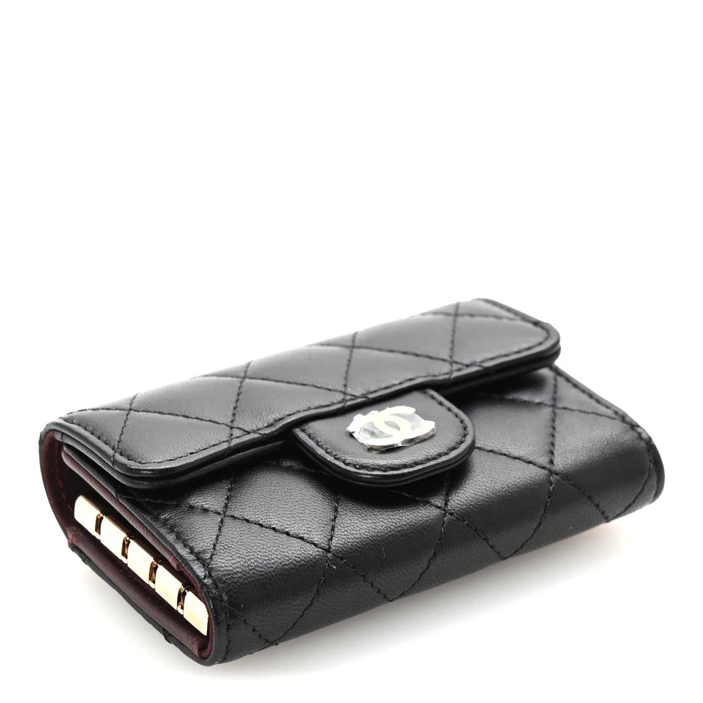 Lambskin Quilted Classic 4 Key Holder Wallet Black