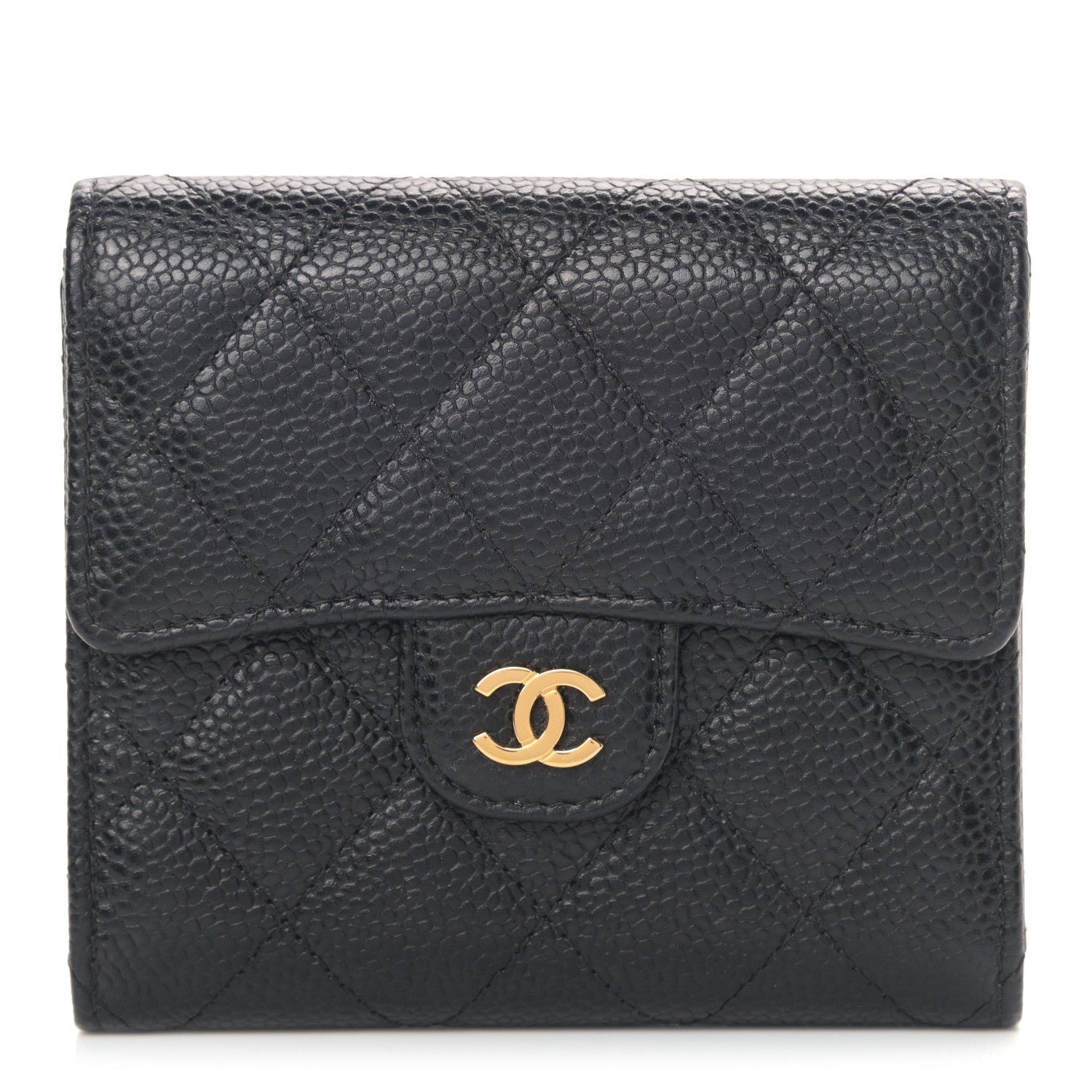 Chanel Caviar Quilted Compact Flap Wallet Black 1 of 8