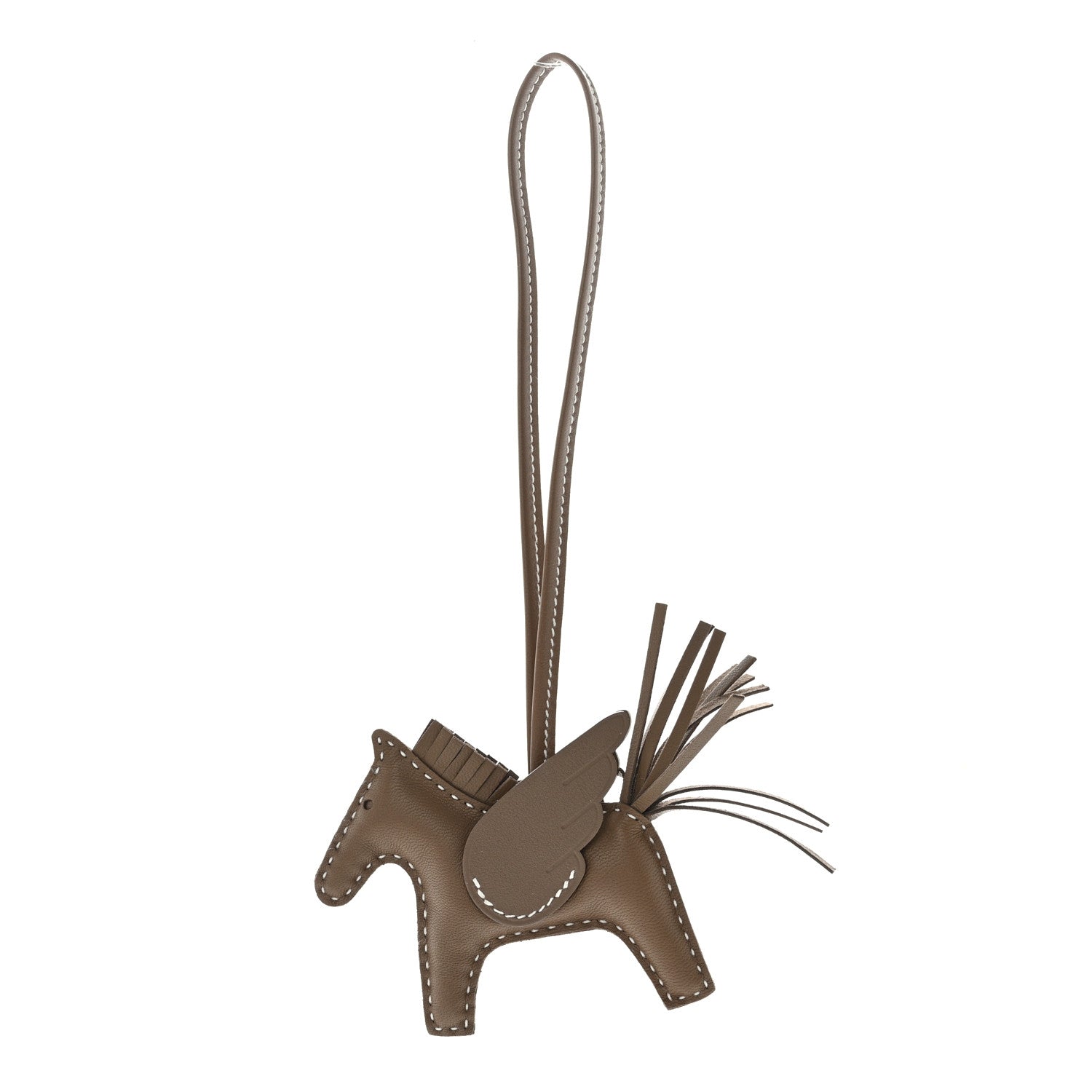 Hermes Milo Lambskin Grigri Rodeo Pegase Horse Bag Charm PM Etoupe 1 of 5