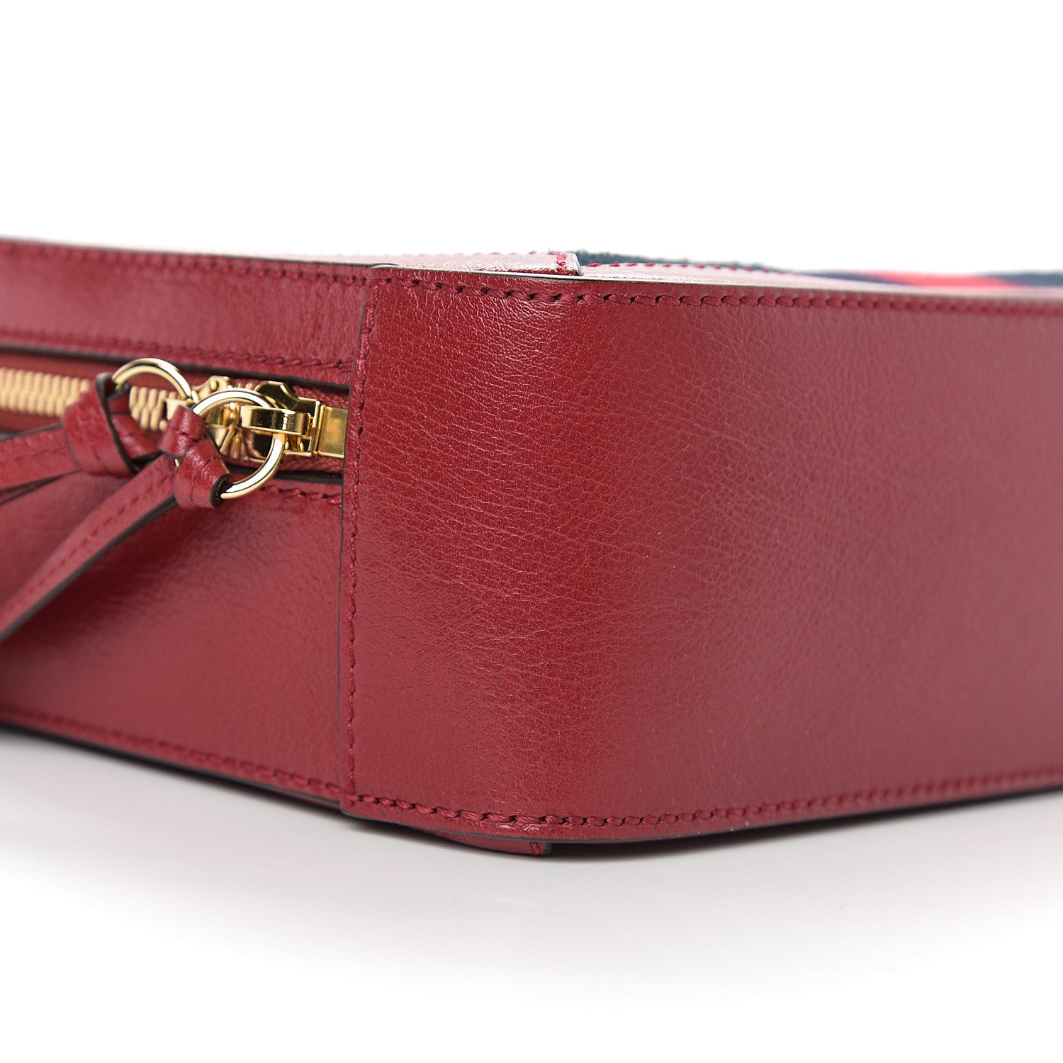Gucci Suede Calfskin Web Small Ophidia Top Handle Shoulder Bag New Blue Romantic Cherry 7 of 10