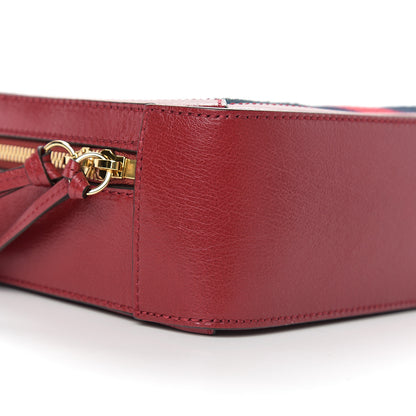 Gucci Suede Calfskin Web Small Ophidia Top Handle Shoulder Bag New Blue Romantic Cherry 7 of 10
