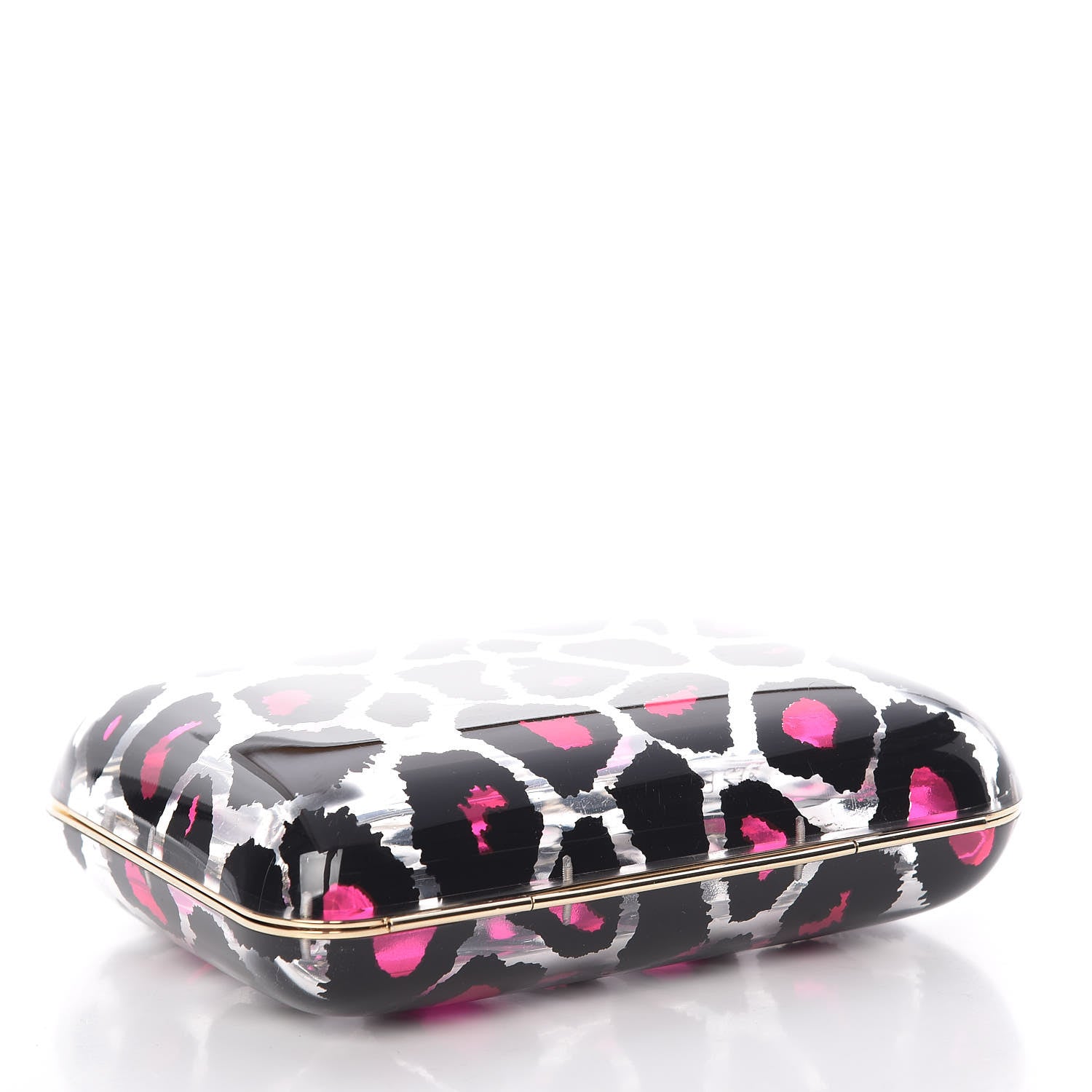 Valentino Garavani Plexiglass Leopard Print Clutch Pink 4 of 9