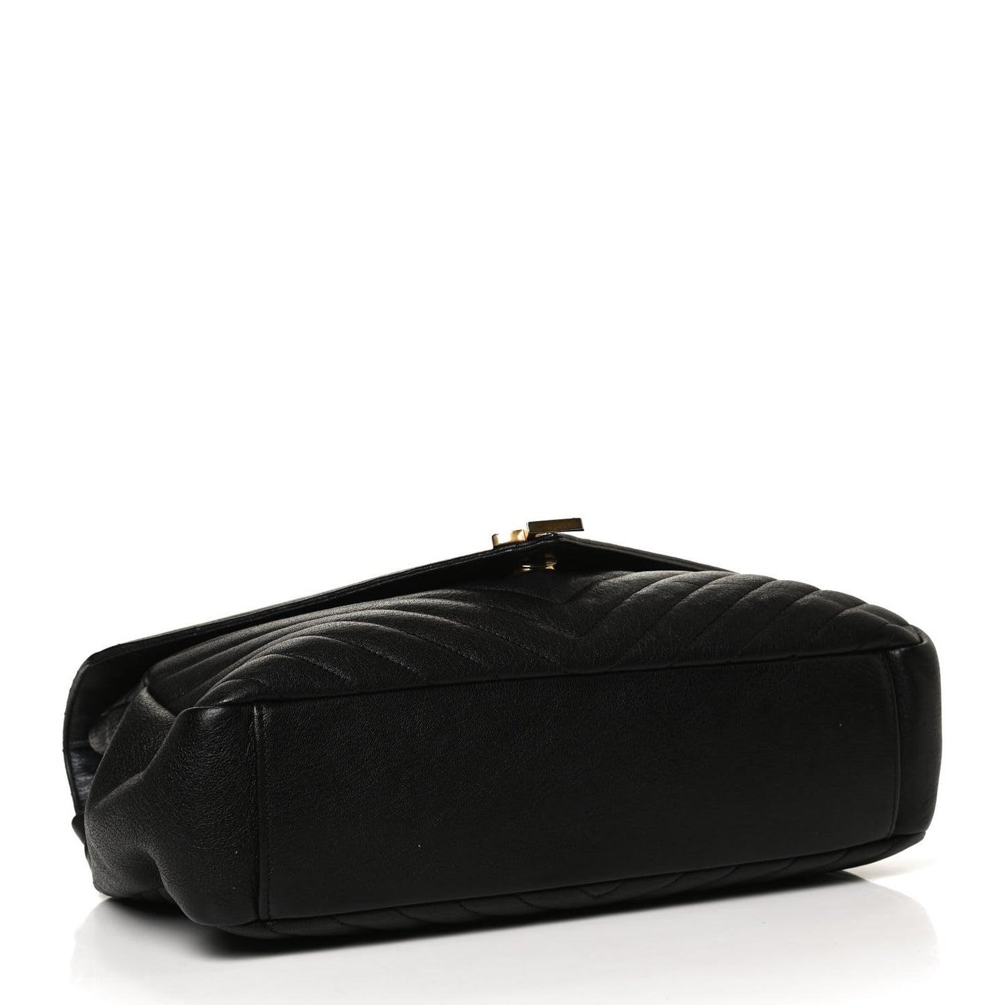 Sheepskin Matelasse Chevron Monogram Large College Satchel Black