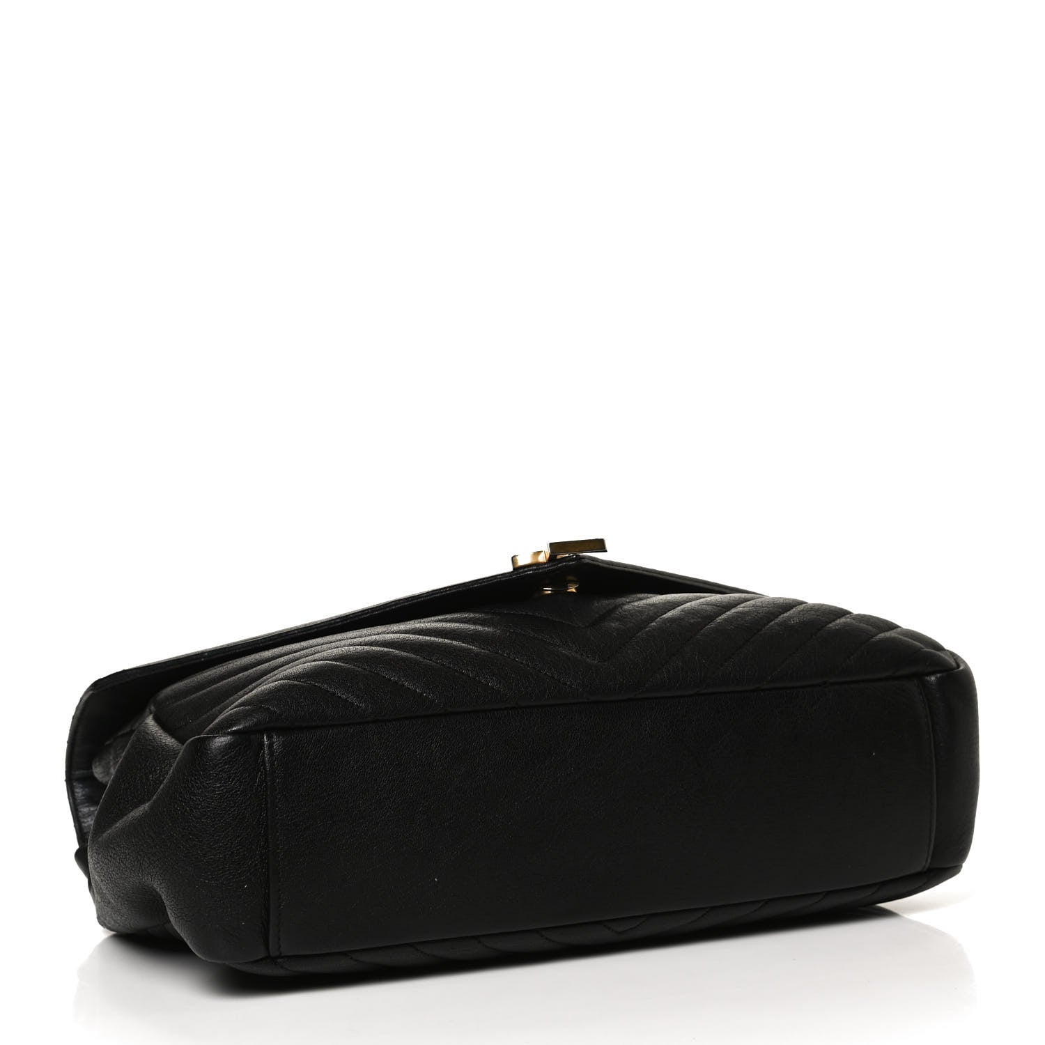 Saint Laurent Sheepskin Matelasse Chevron Monogram Large College Satchel Black 4 of 12