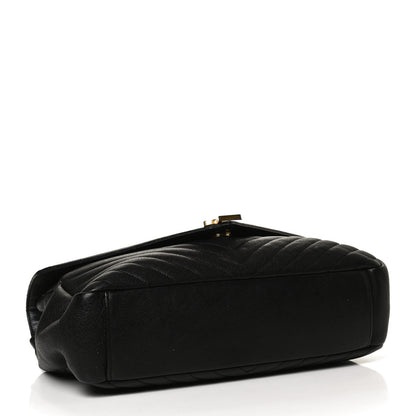 Saint Laurent Sheepskin Matelasse Chevron Monogram Large College Satchel Black 4 of 12