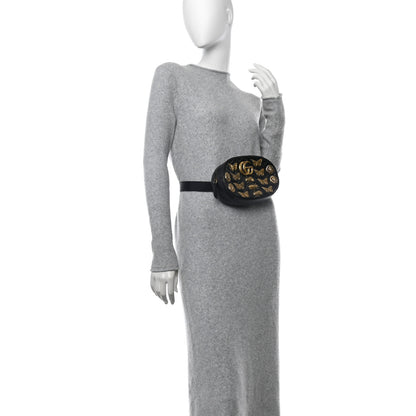 Gucci Calfskin Matelasse Animal Studs GG Marmont Belt Bag 85 34 Black 3 of 12