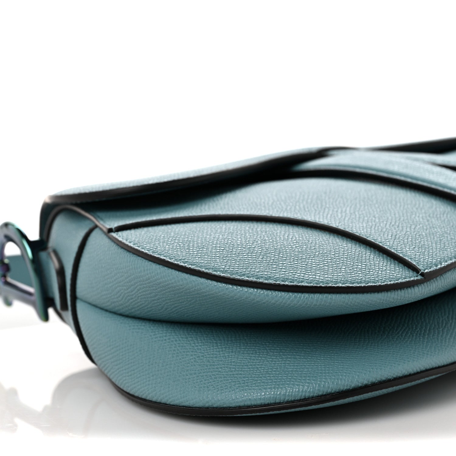 Christian Dior Grained Calfskin Saddle Bag Azure Blue 7 of 8