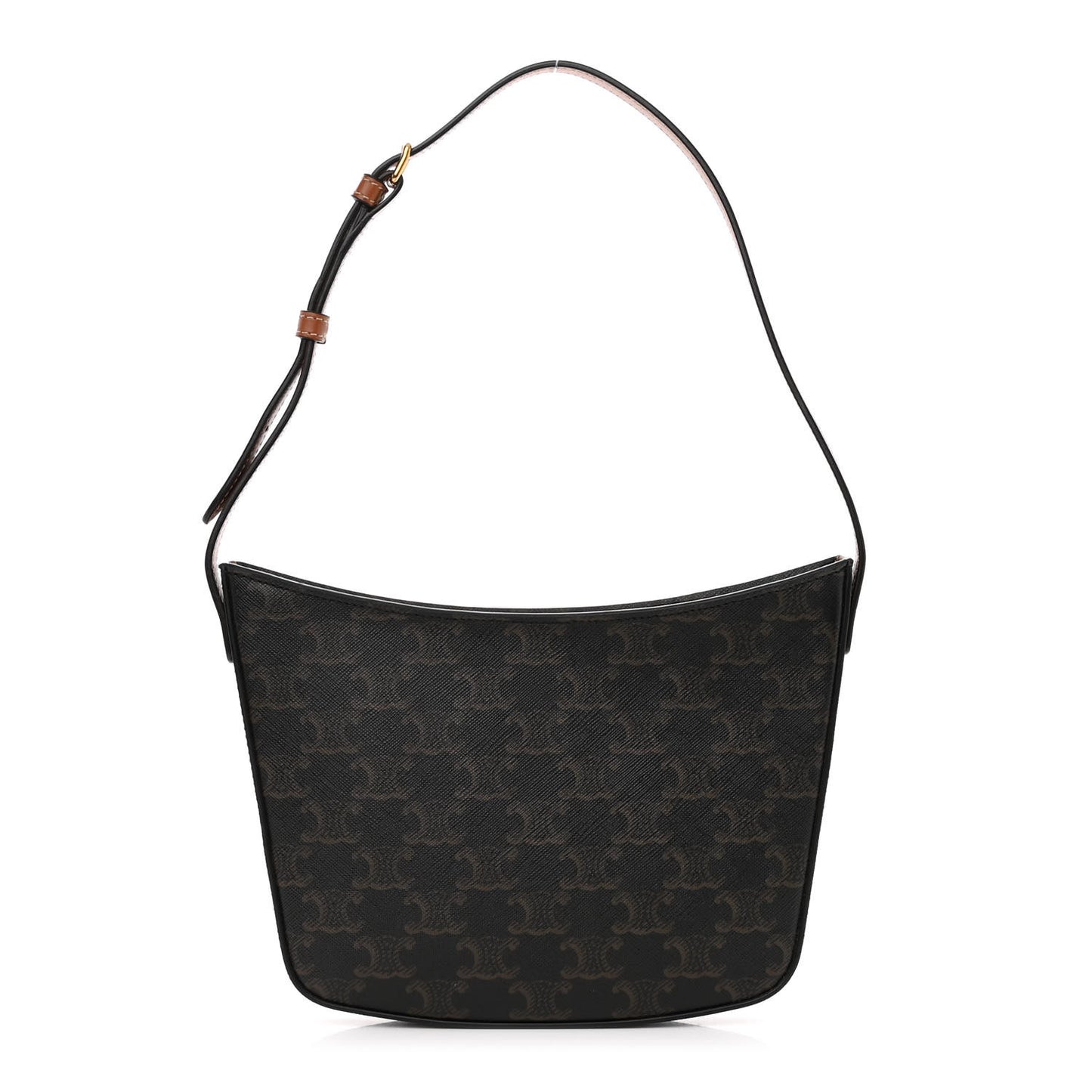 Triomphe Canvas Calfskin Medium Croque Bag Tan