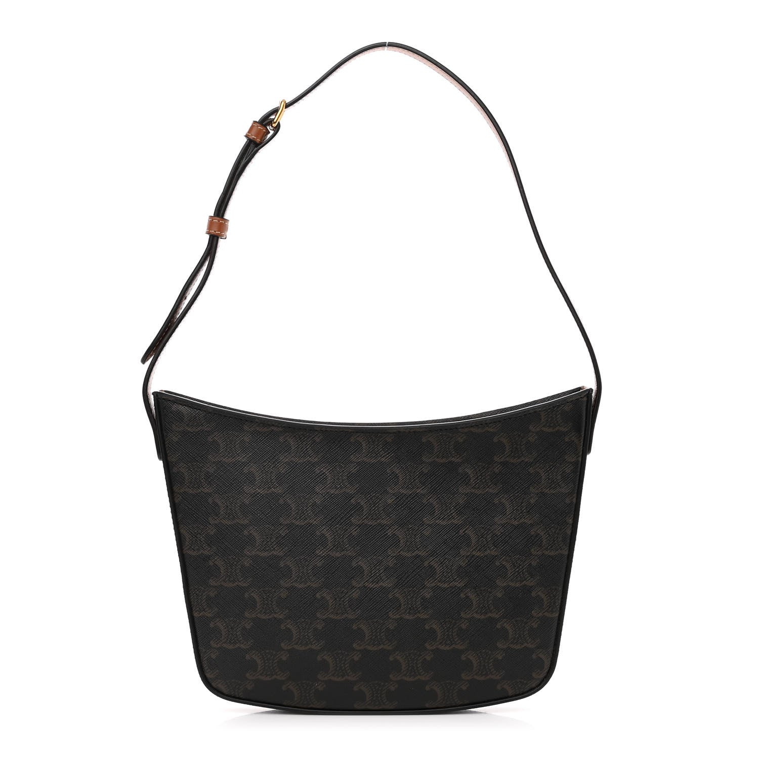 Celine Triomphe Canvas Calfskin Medium Croque Bag Tan 1 of 8