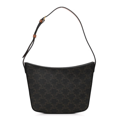 Celine Triomphe Canvas Calfskin Medium Croque Bag Tan 1 of 8