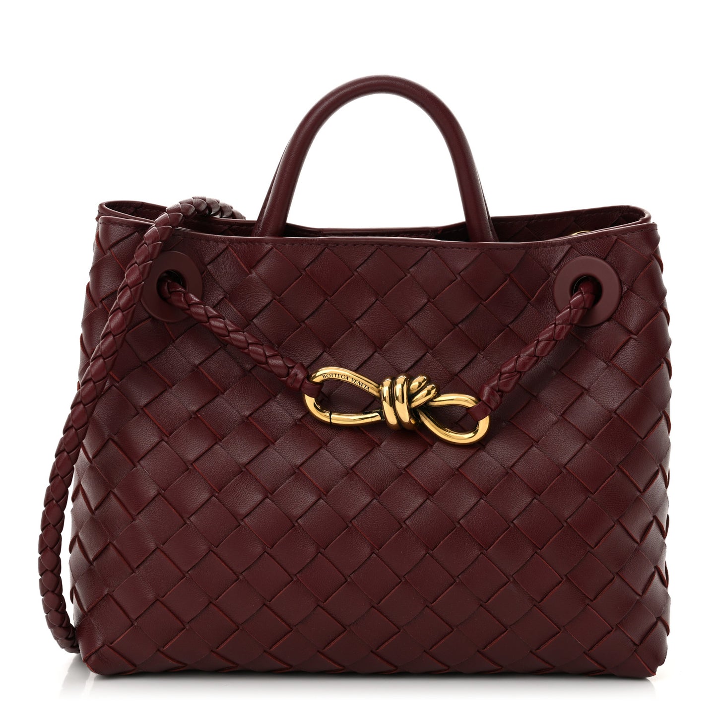 Nappa Intrecciato Small Andiamo Shoulder Bag Barolo