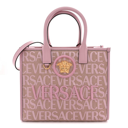 Versace Canvas Calfskin Allover La Medusa Small Tote Pink 1 of 9