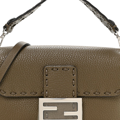 Fendi Cuoio Roma Sellerissima Nappa Sintetica Tape Stitch Mini Baguette Wood 7 of 9