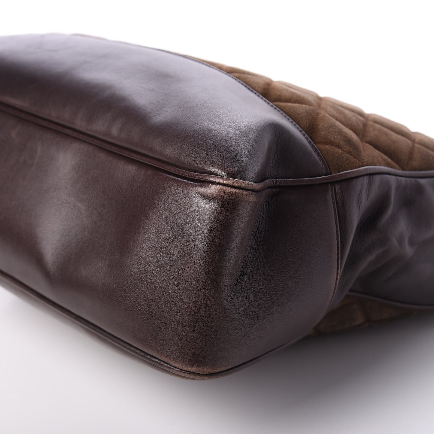 Suede Quilted Tote Bag Brown