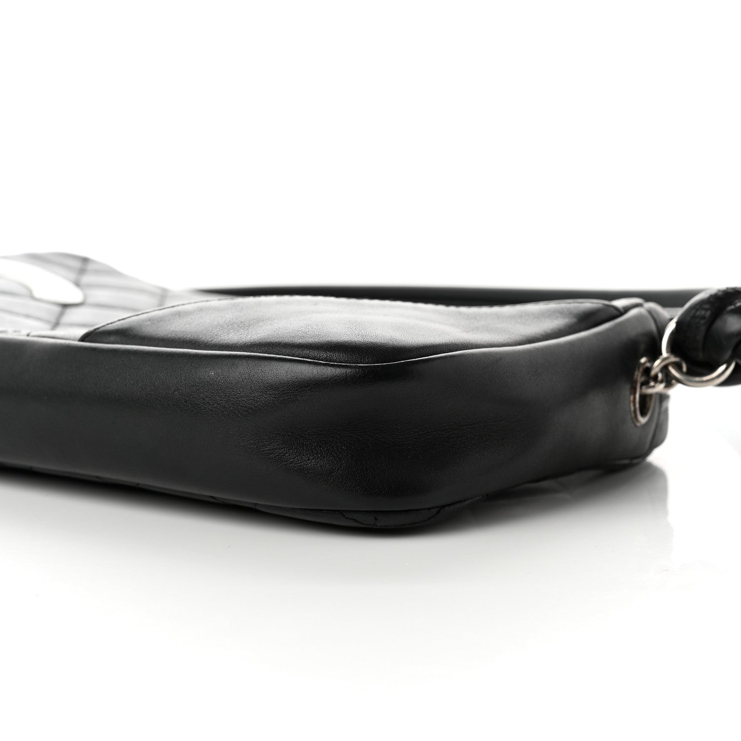Chanel Calfskin Quilted Cambon Pochette Black White 9 of 9