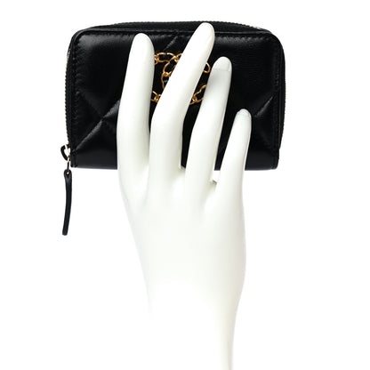 Chanel Lambskin Quilted Chanel 19 Zip Around Coin Purse Wallet Black 2 of 11