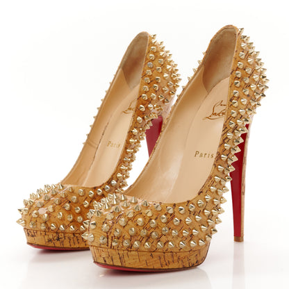 Christian Louboutin Cork Alti Spikes 160 Pumps 40 Natural Gold 4 of 11