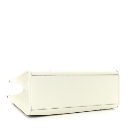 Gucci New Shangai Calfskin Tiger Savanah Textured Calfskin Medium Tote Chalky White Multicolor 4 of 11