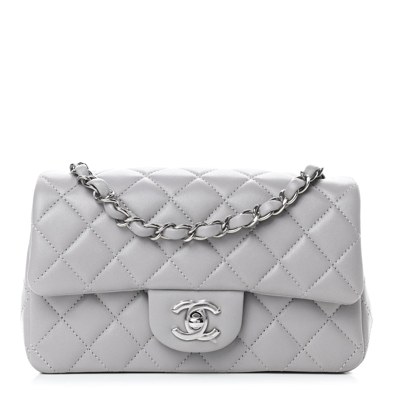 Chanel Lambskin Quilted Mini Rectangular Flap Grey 1 of 4