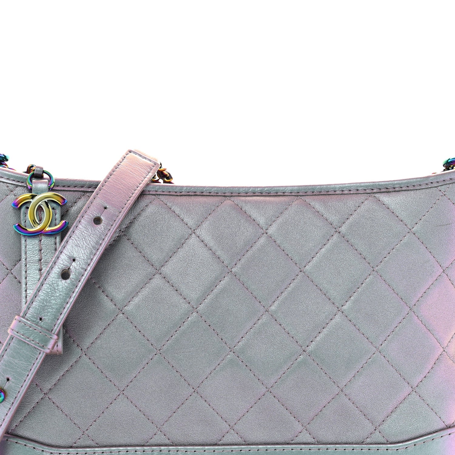Chanel Iridescent Lambskin Calfskin Quilted Medium Gabrielle Hobo Light Purple 8 of 11