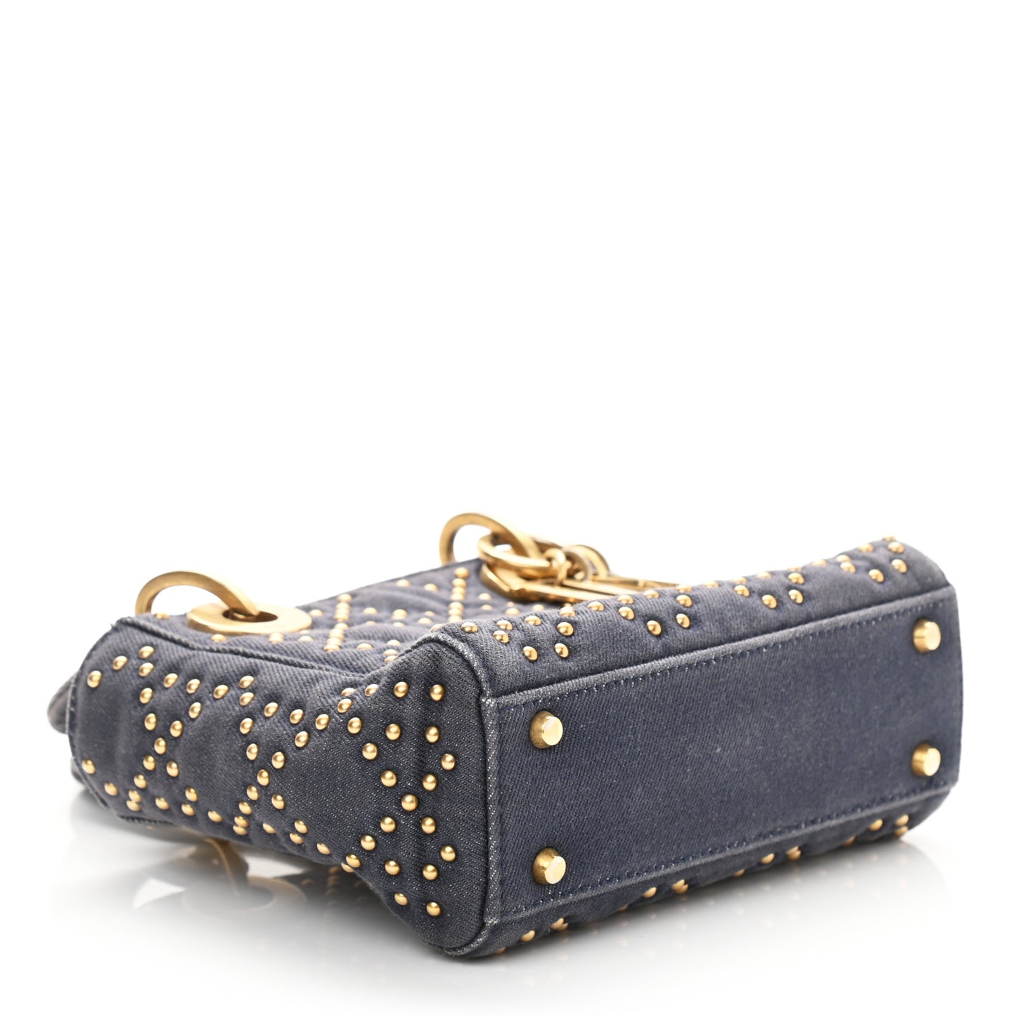 Denim Cannage Studded Mini Lady Dior Navy