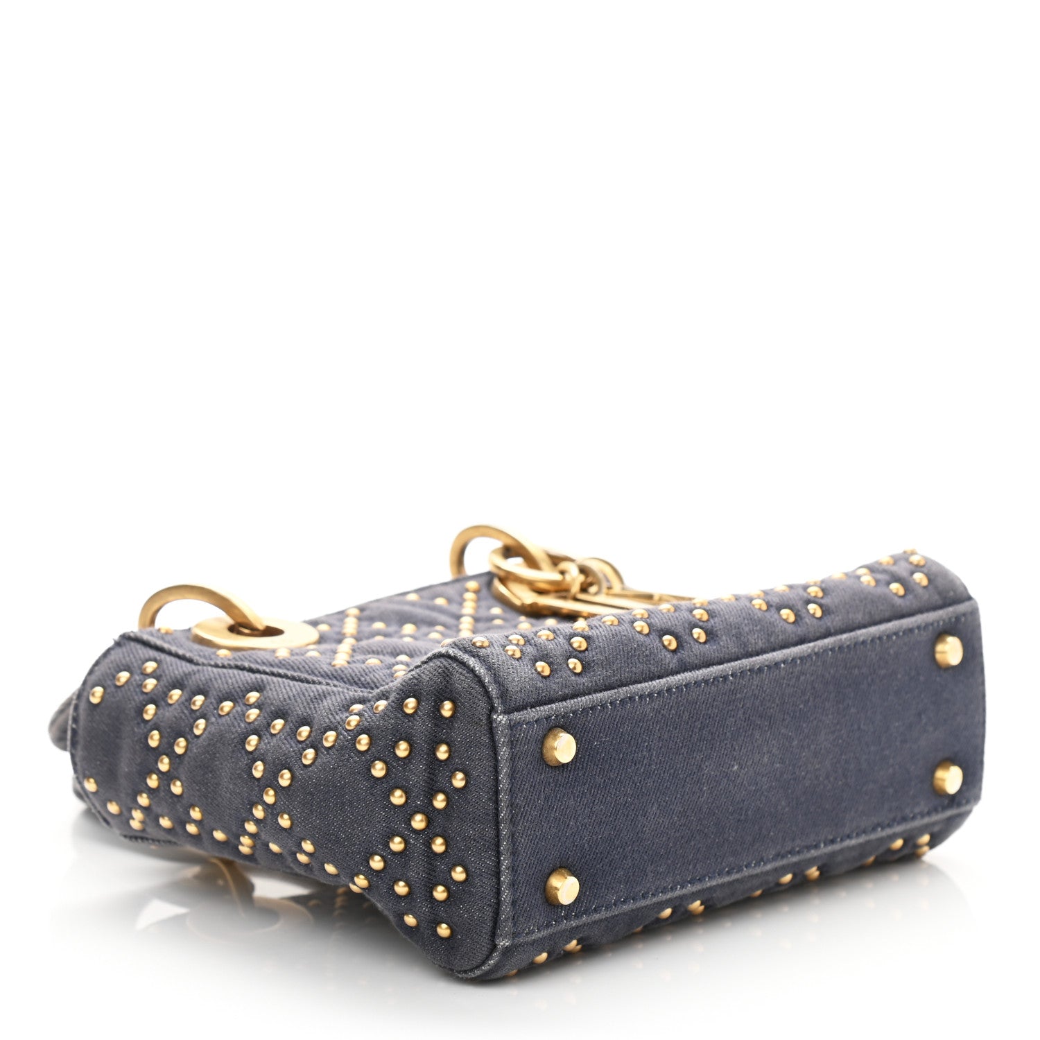 Christian Dior Denim Cannage Studded Mini Lady Dior Navy 4 of 10