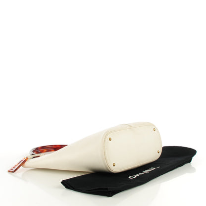 Chanel Grained Calfskin Tortoise Handle Tote White 8 of 16