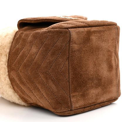 Saint Laurent Shearling Suede Monogram Joe Nano Bucket Bag Dark Cigar Natural Beige 10 of 11