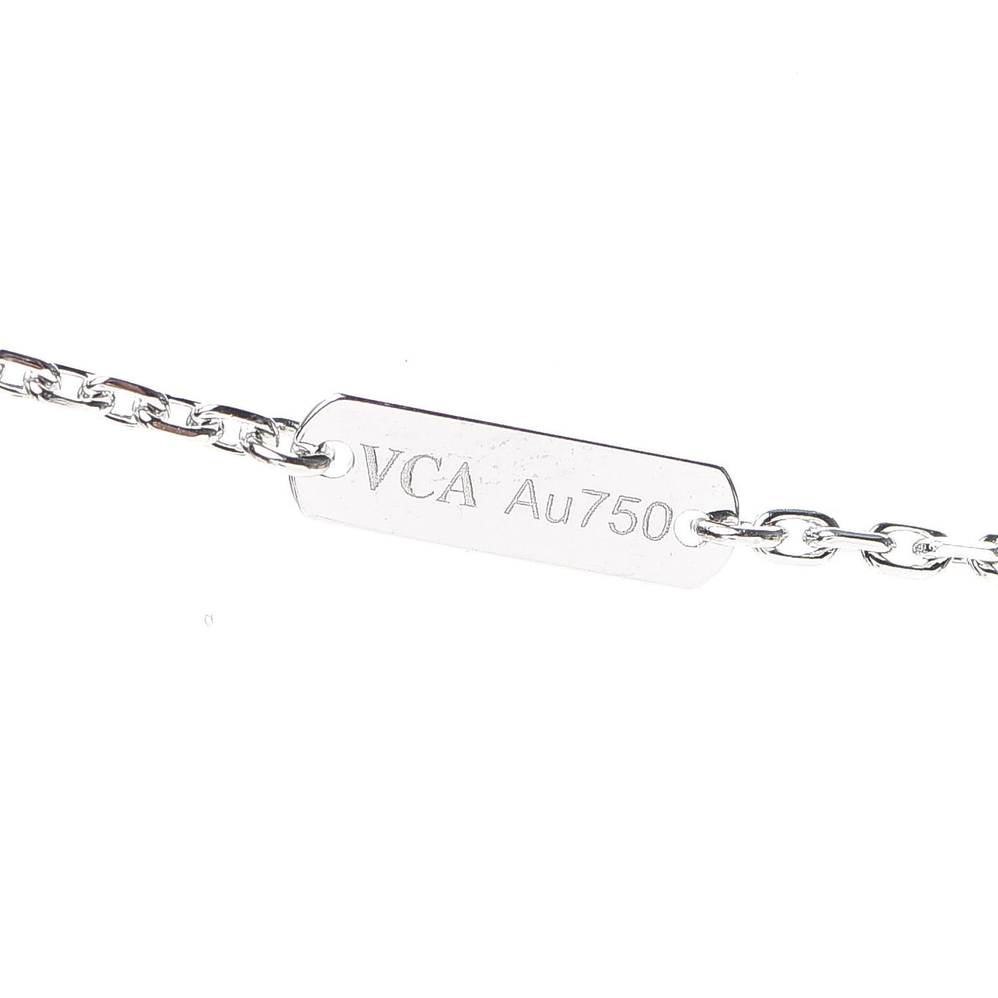 18K White Gold Mother of Pearl Vintage Alhambra Pendant Necklace