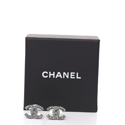 Chanel Crystal Timeless CC Earrings Silver 5 of 5