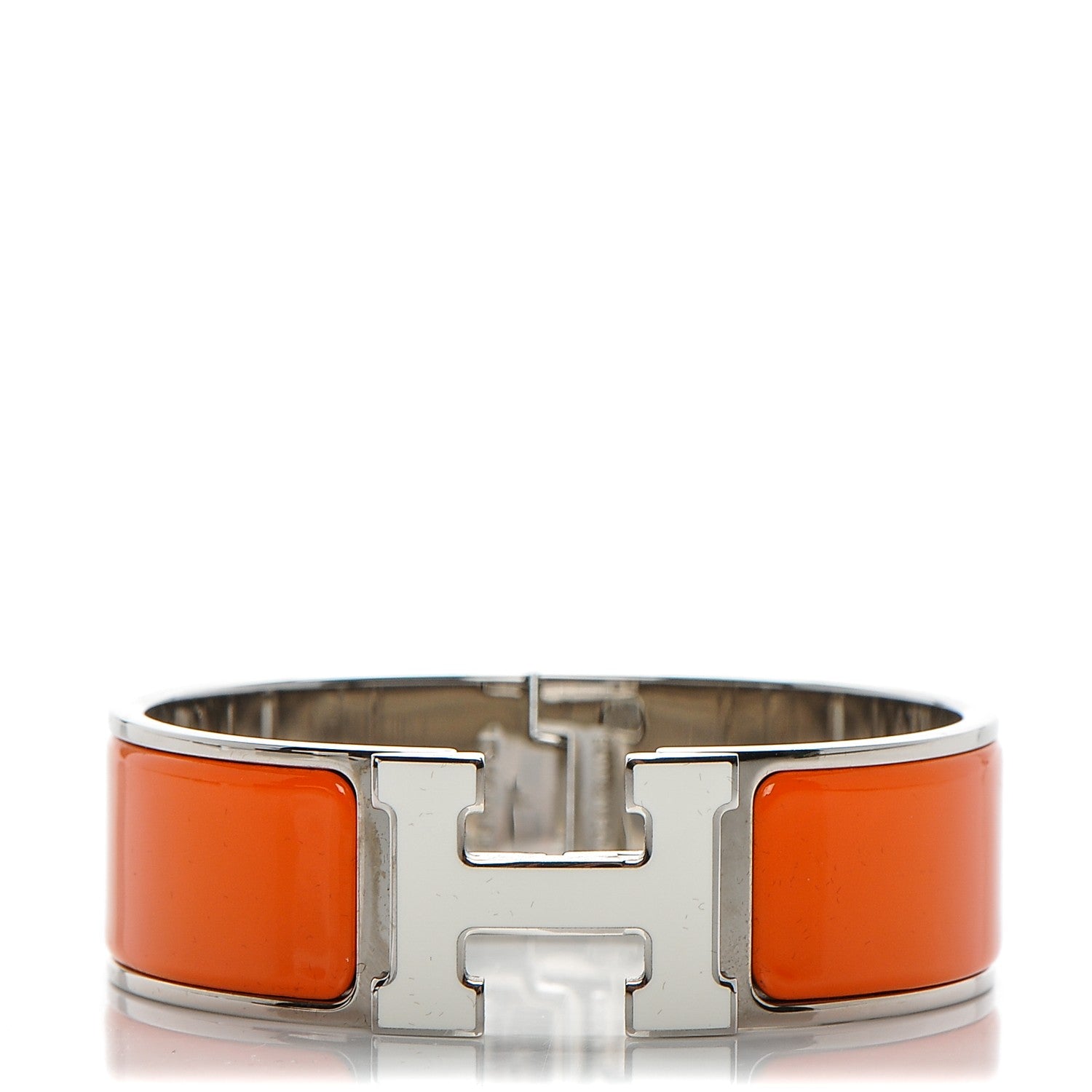 Hermes Enamel Wide Clic Clac H Bracelet GM Orange Fruite 1 of 5