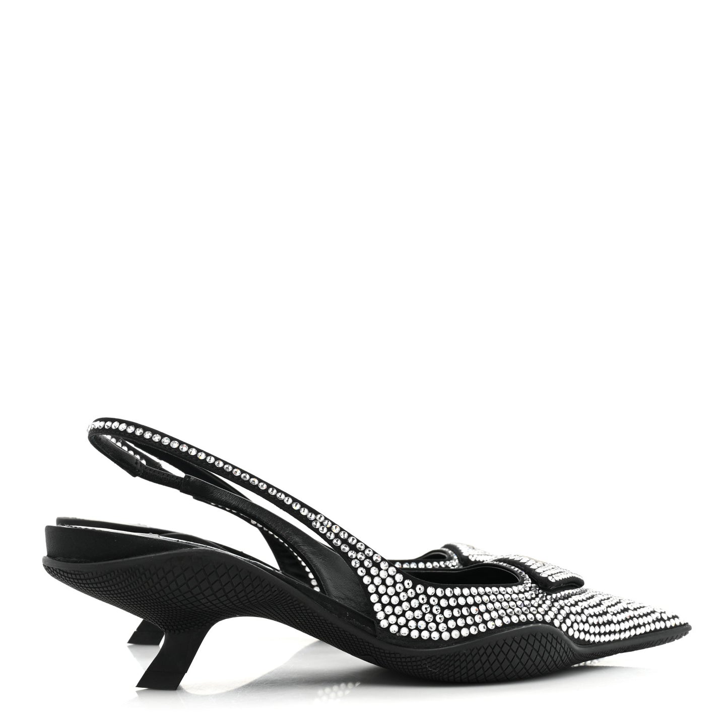 Satin Crystal Logo 45mm Slingback Pumps 37 Cristal