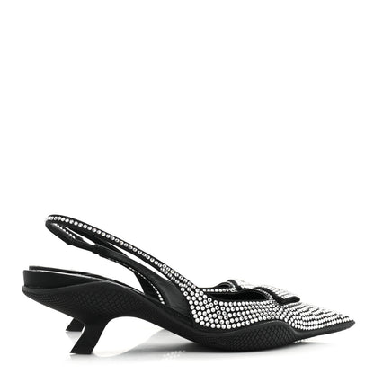 Prada Satin Crystal Logo 45mm Slingback Pumps 37 Cristal 4 of 10