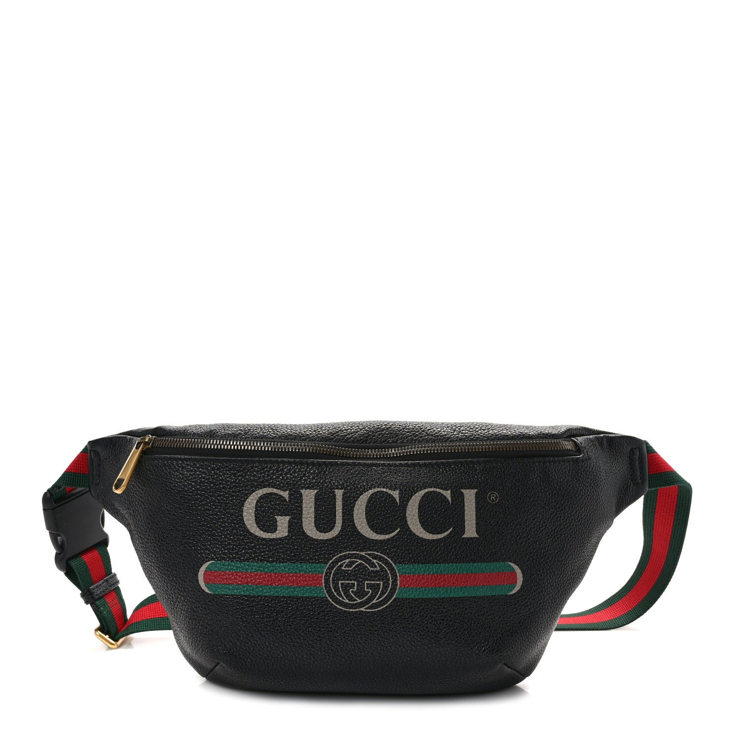 Gucci Grained Calfskin Logo Belt Bag Black 1 of 12