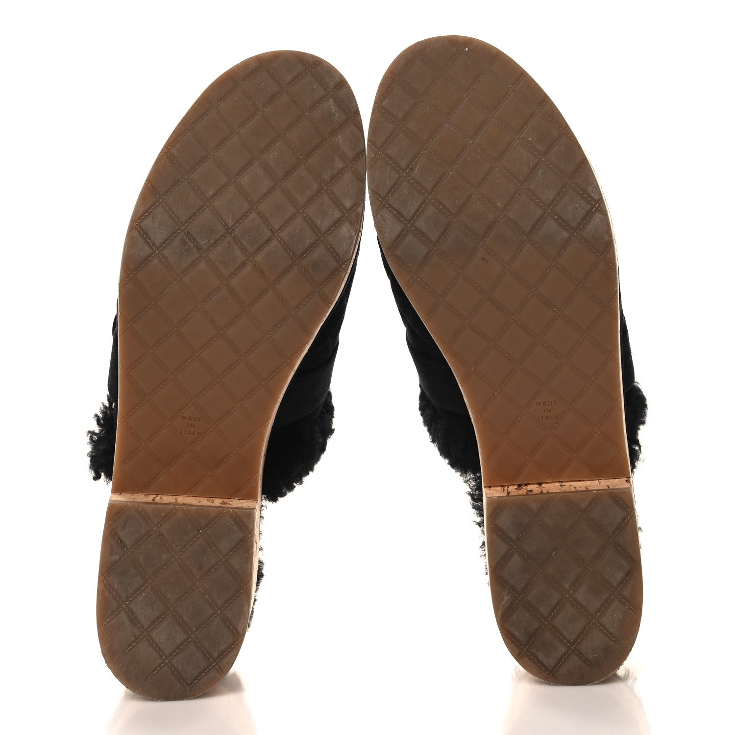 Chanel Suede Calfskin Shearling Turn Lock Clogs 40 Black 6 of 8