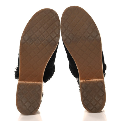 Chanel Suede Calfskin Shearling Turn Lock Clogs 40 Black 6 of 8