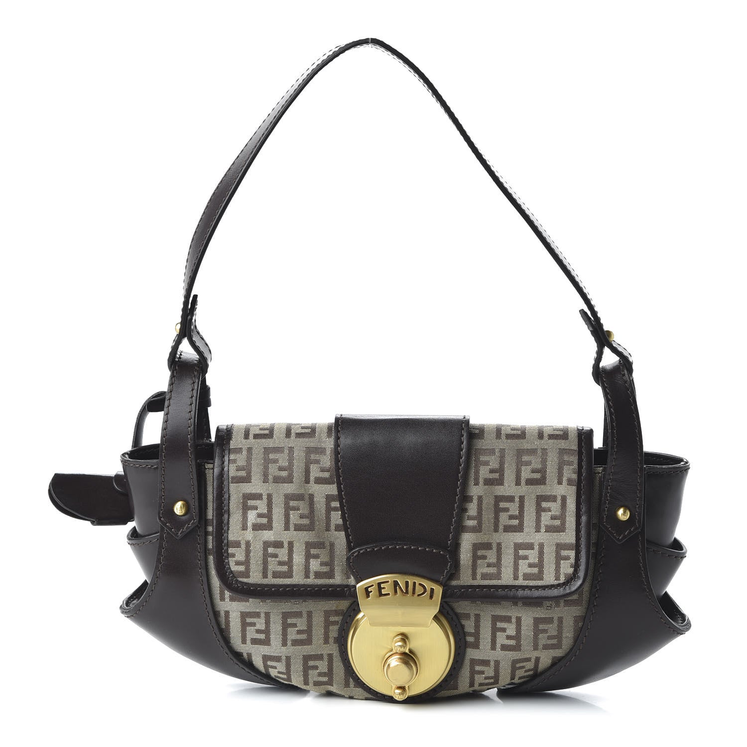 Fendi Zucchino Cuoio Ingrassato Compilation Hobo Panna Salvia Moro 1 of 10