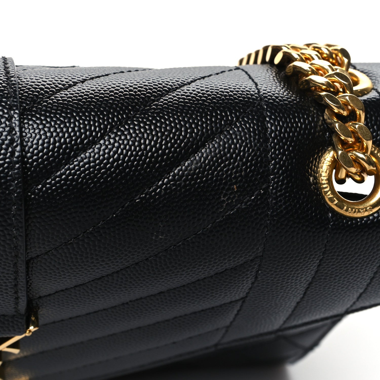 Saint Laurent Grain De Poudre Textured Mixed Matelasse Triquilt Medium Monogram Satchel Black 11 of 11