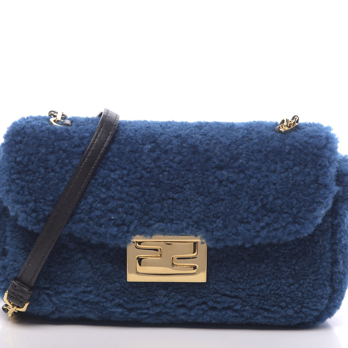 Shearling Nappa Mini Be Baguette Shoulder Bag Blue Black