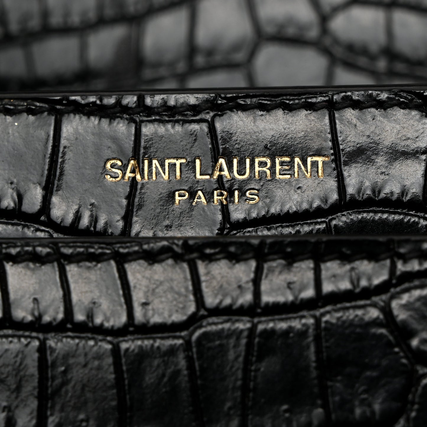 Calfskin Crocodile Embossed Medium Monogram Sunset Black